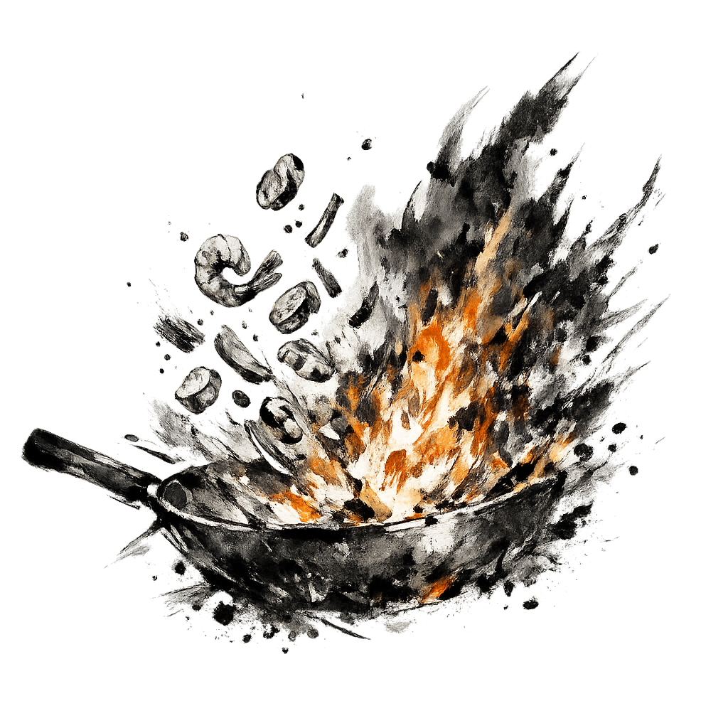 Cooking — wok on fire